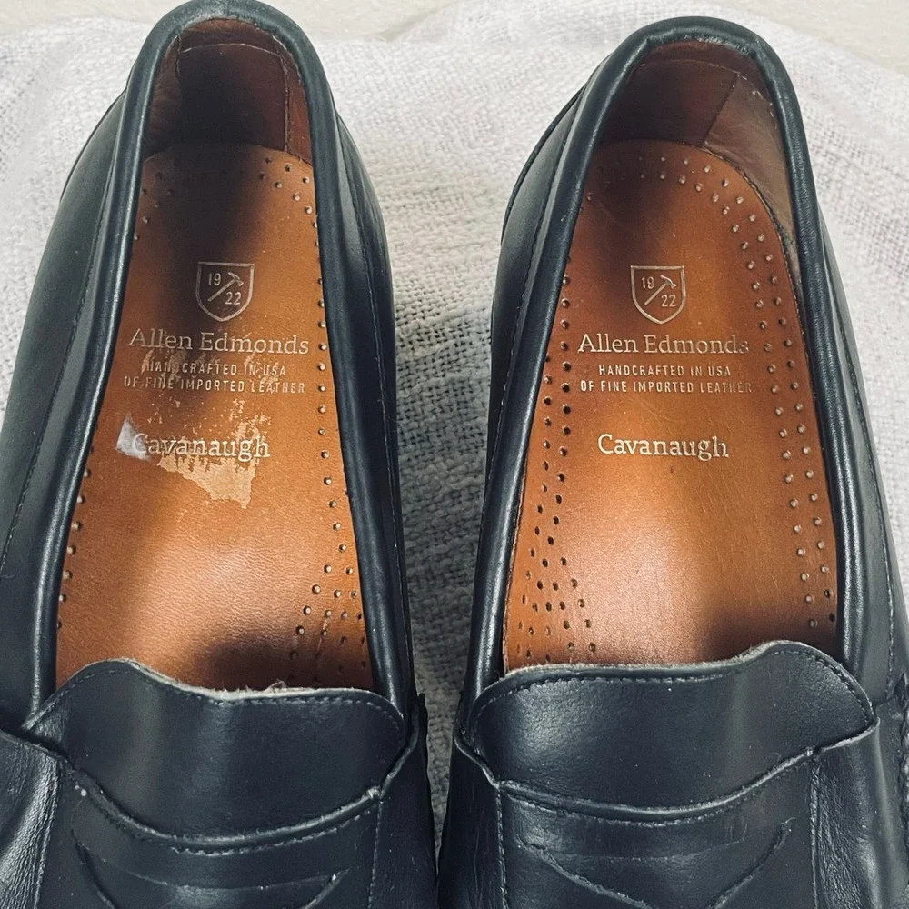 Allen Edmonds Cavanaugh Loafers Mens 10 E Black Leather Penny Dress Made USA